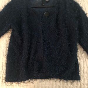 New Directions One Button Fuzzy Sweater-Medium